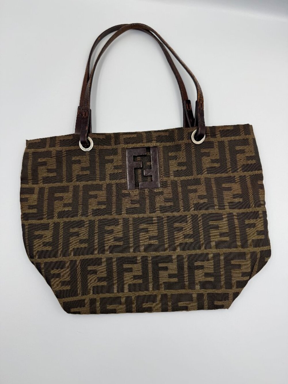 Vintage Fendi Zucca Mini Tote Tobacco FF Canvas Leather Handbag